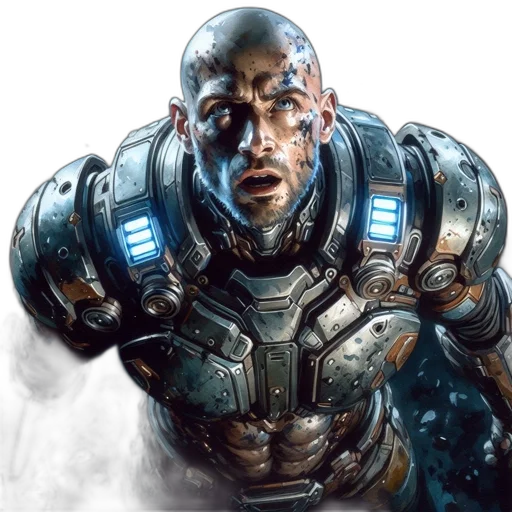 robot, face, weapon, concept art transparent PNG cut-out