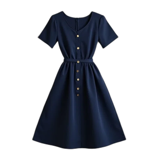 dress, navy, short, sleeve transparent PNG cut-out