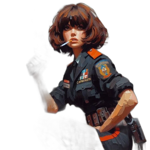 weapon, staff, jacket, robot transparent PNG cut-out