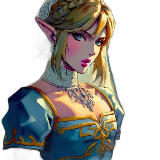 face, dress, crown, staff transparent PNG cut-out