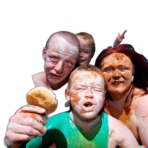 food, individuals, painted, faces transparent PNG cut-out