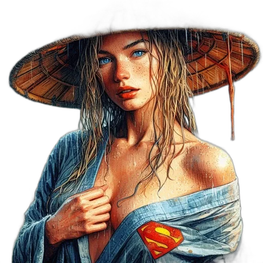 umbrella, dress, hat, face transparent PNG cut-out