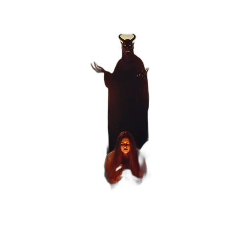 creature, dress, mask, staff transparent PNG cut-out