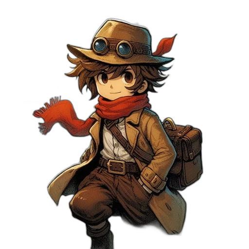 staff, hat, jacket, weapon transparent PNG cut-out