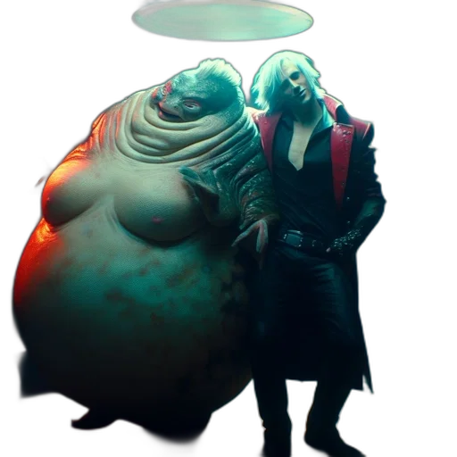 jacket, creature, robot, staff transparent PNG cut-out