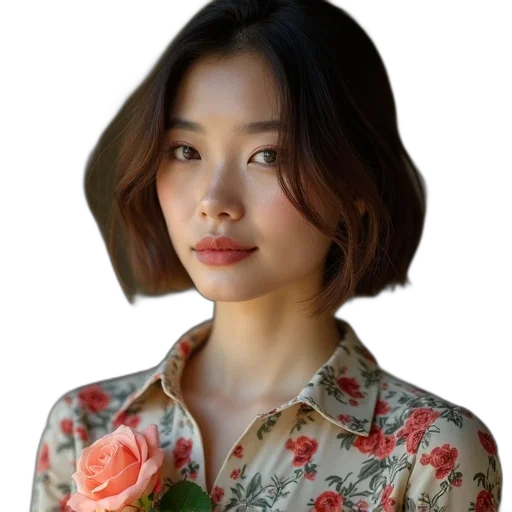 face, flower, dress, crown transparent PNG cut-out