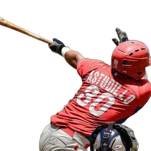 baseball, player, red, jersey transparent PNG cut-out