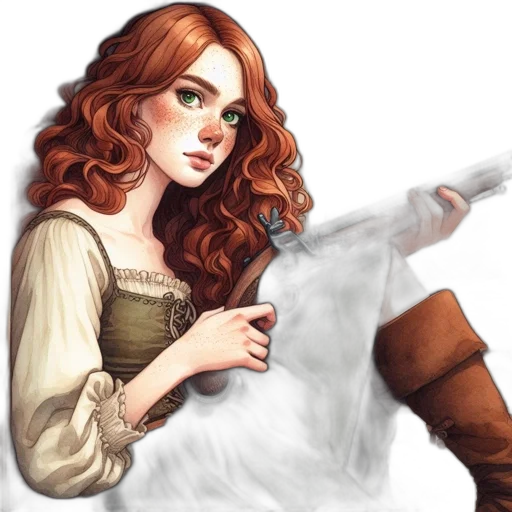 dress, staff, weapon, fantasy art transparent PNG cut-out