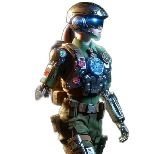 robot, weapon, concept art, 3d render transparent PNG cut-out