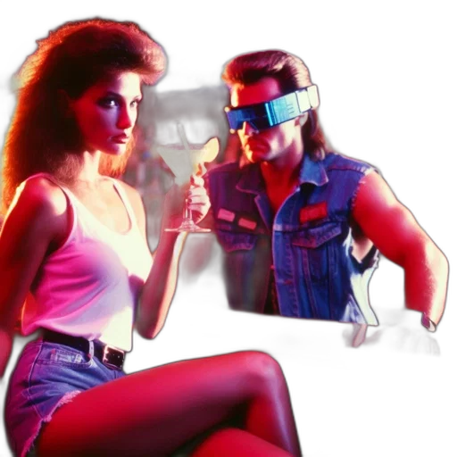 concept art, cyberpunk, 3d render, vaporwave transparent PNG cut-out