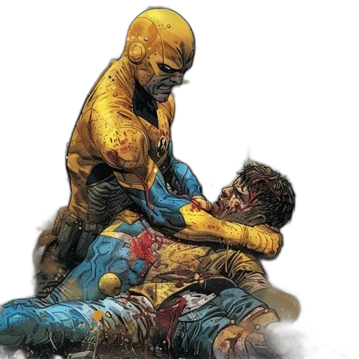 comic book art, concept art, golden, two transparent PNG cut-out