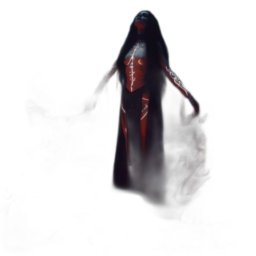 dress, creature, mask, staff transparent PNG cut-out