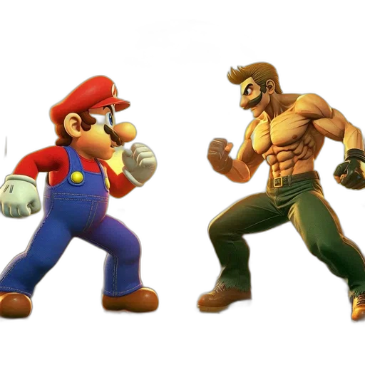 concept art, 3d render, pixel art, mario transparent PNG cut-out