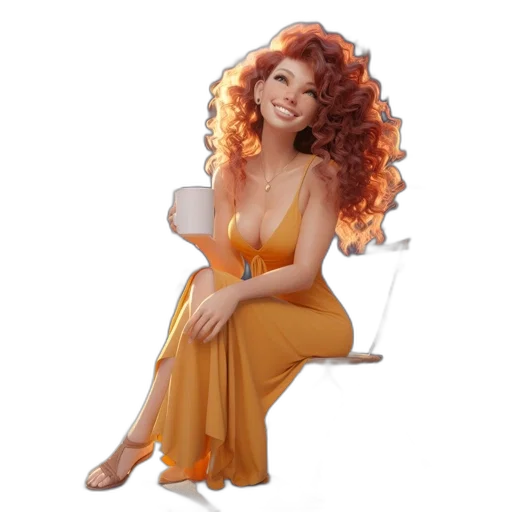 dress, concept art, cartoon, 3d render transparent PNG cut-out