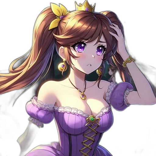 crown, dress, anime, fantasy art transparent PNG cut-out