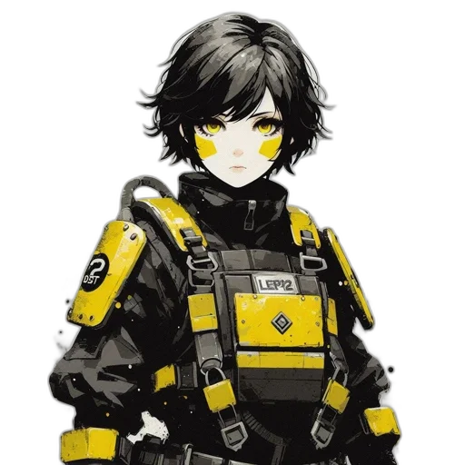 jacket, robot, weapon, staff transparent PNG cut-out