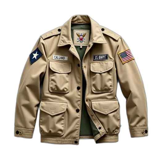 jacket, beige, military-style, multiple transparent PNG cut-out