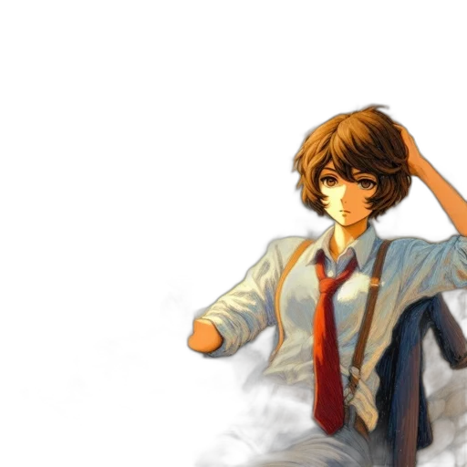 staff, weapon, hair, jacket transparent PNG cut-out
