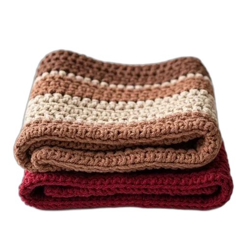 hat, earth tones, red, crocheted transparent PNG cut-out