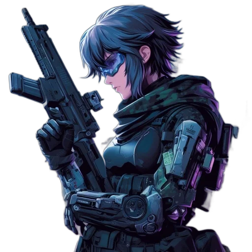 weapon, jacket, robot, cyberpunk transparent PNG cut-out