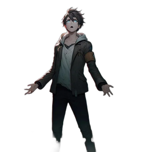 jacket, staff, creature, mask transparent PNG cut-out