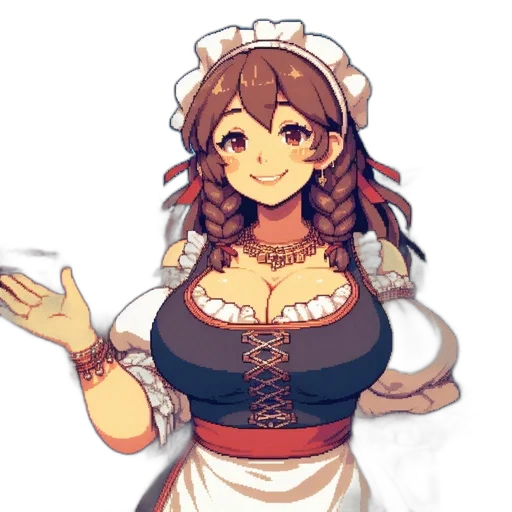 dress, staff, crown, pixel art transparent PNG cut-out