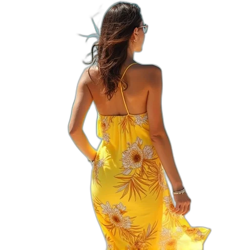 dress, golden, woman, yellow transparent PNG cut-out