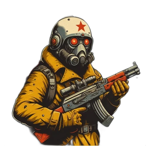 jacket, weapon, mask, staff transparent PNG cut-out