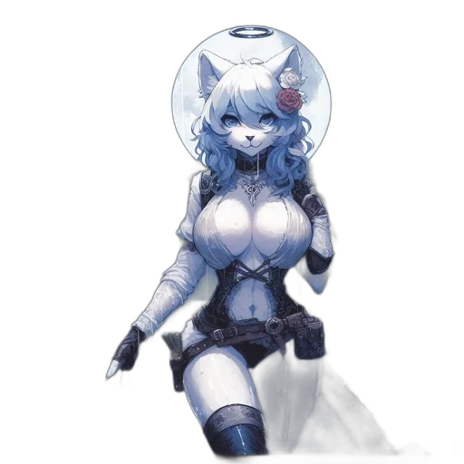 robot, dress, staff, mask transparent PNG cut-out