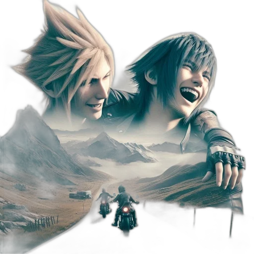 concept art, fantasy art, two, animated transparent PNG cut-out