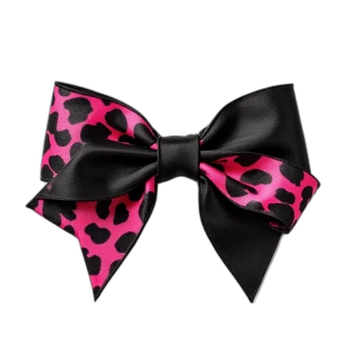 black, pink, bow, leopard transparent PNG cut-out