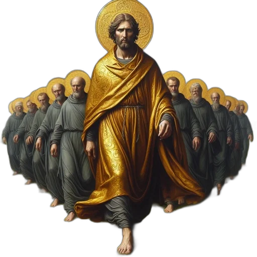 concept art, golden, central, figure transparent PNG cut-out