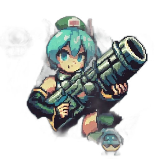 weapon, staff, robot, pixel art transparent PNG cut-out