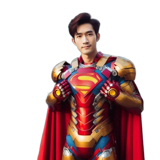 concept art, man, superman-iron, fusion transparent PNG cut-out