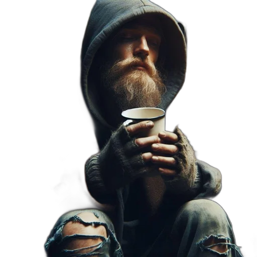 jacket, face, staff, bottle transparent PNG cut-out