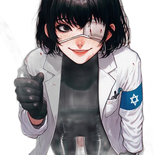 weapon, jacket, staff, face transparent PNG cut-out