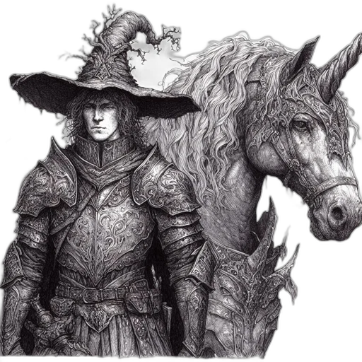 dragon, sword, hat, staff transparent PNG cut-out