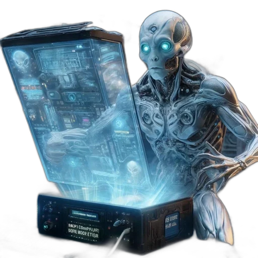 robot, cyberpunk, concept art, 3d render transparent PNG cut-out