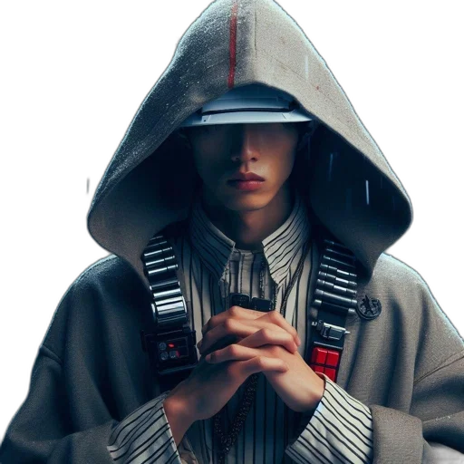 jacket, face, staff, robot transparent PNG cut-out