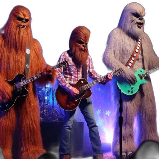 three, performers, dress, chewbacca transparent PNG cut-out