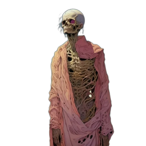 dress, jacket, creature, staff transparent PNG cut-out