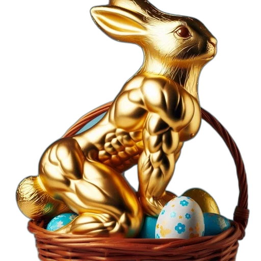 3d render, photorealistic, golden, rabbit transparent PNG cut-out