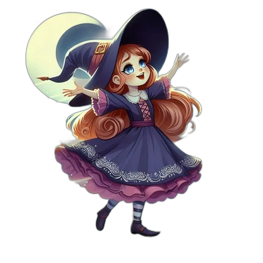 dress, staff, hat, fantasy art transparent PNG cut-out