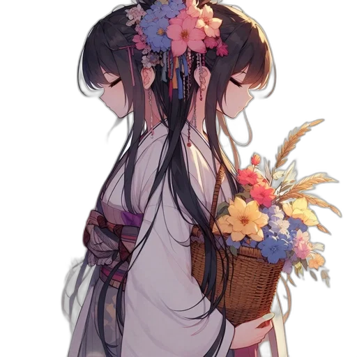 flower, dress, crown, staff transparent PNG cut-out