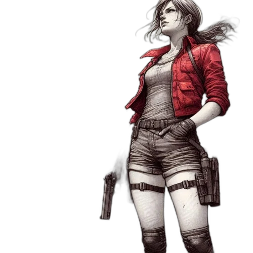 jacket, weapon, concept art, comic book art transparent PNG cut-out