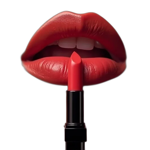 photorealistic, red, bare, lips transparent PNG cut-out