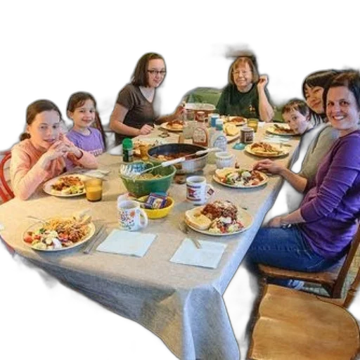 food, family, enjoys, meal transparent PNG cut-out
