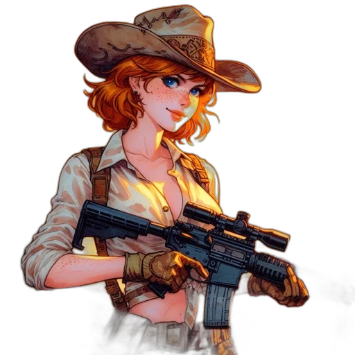 weapon, staff, hat, jacket transparent PNG cut-out