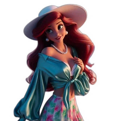 dress, hat, 3d render, concept art transparent PNG cut-out