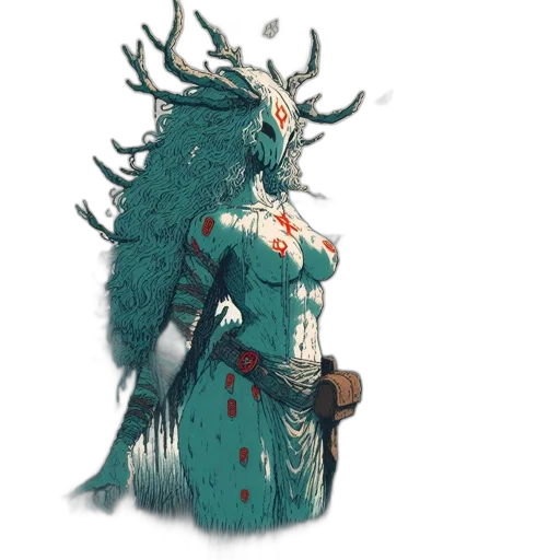 dragon, dress, staff, creature transparent PNG cut-out